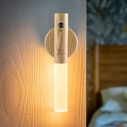 💡WoodGlow™ Lámpara de pared de madera con sensor de movimiento  - inalambrica