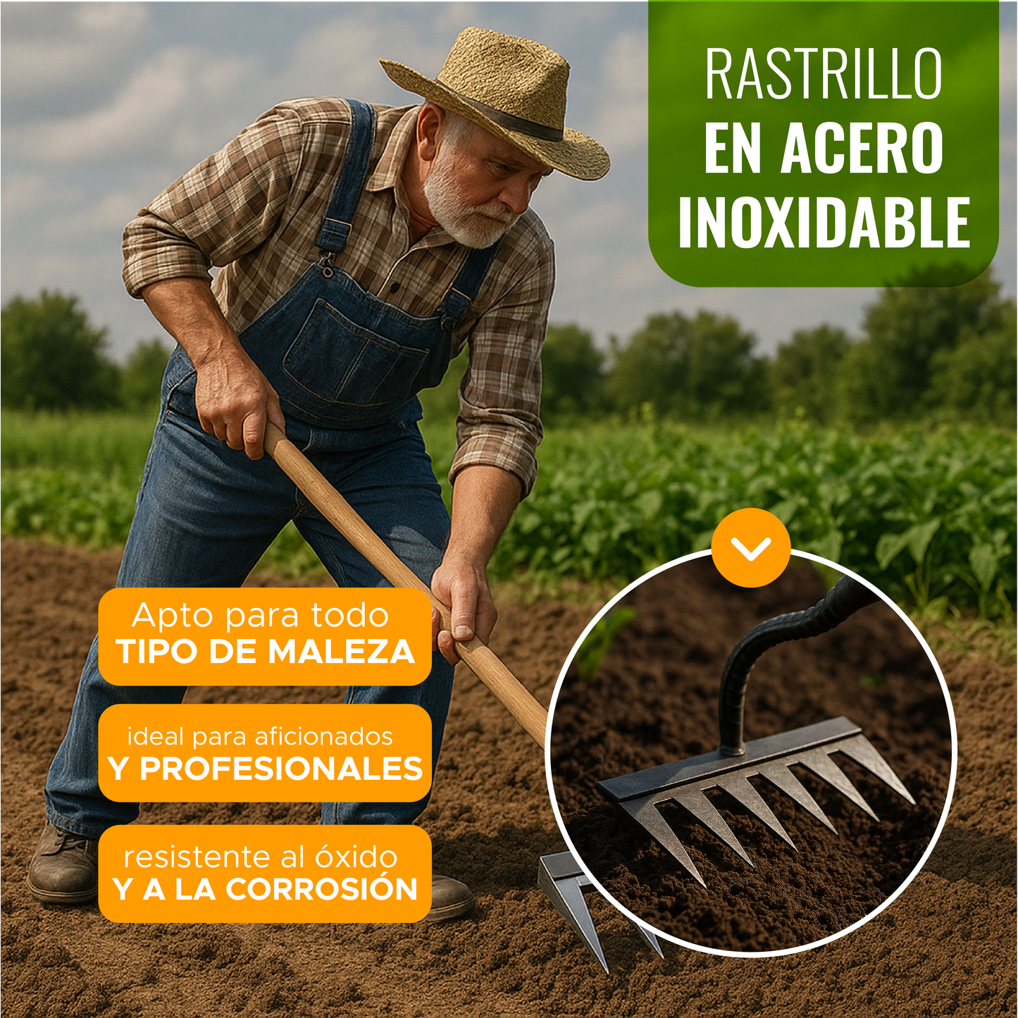 🌱GARDEN PRO! RASTRILLO EN ACERO DE ALTA DURABILIDAD