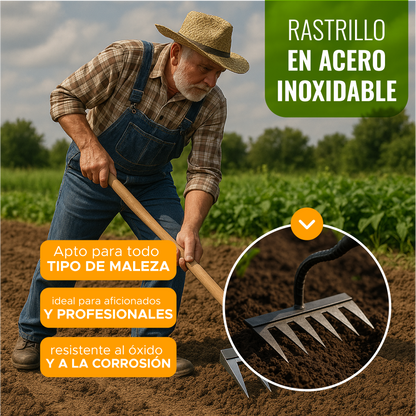 🌱GARDEN PRO! RASTRILLO EN ACERO DE ALTA DURABILIDAD
