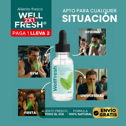 😁 Well Fresh® Spray Bucal🎁🔥Adiós mal aliento 2x1 + ENVÍO GRATIS por tiempo limitado 🚚✨