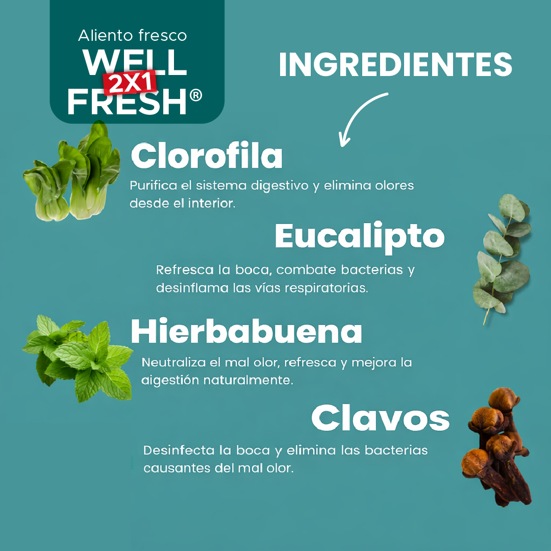 😁 Well Fresh® Spray Bucal🎁🔥Adiós mal aliento 2x1 + ENVÍO GRATIS por tiempo limitado 🚚✨