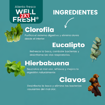 😁 Well Fresh® Spray Bucal🎁🔥Adiós mal aliento 2x1 + ENVÍO GRATIS por tiempo limitado 🚚✨