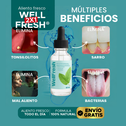 😁 Well Fresh® Spray Bucal🎁🔥Adiós mal aliento 2x1 + ENVÍO GRATIS por tiempo limitado 🚚✨