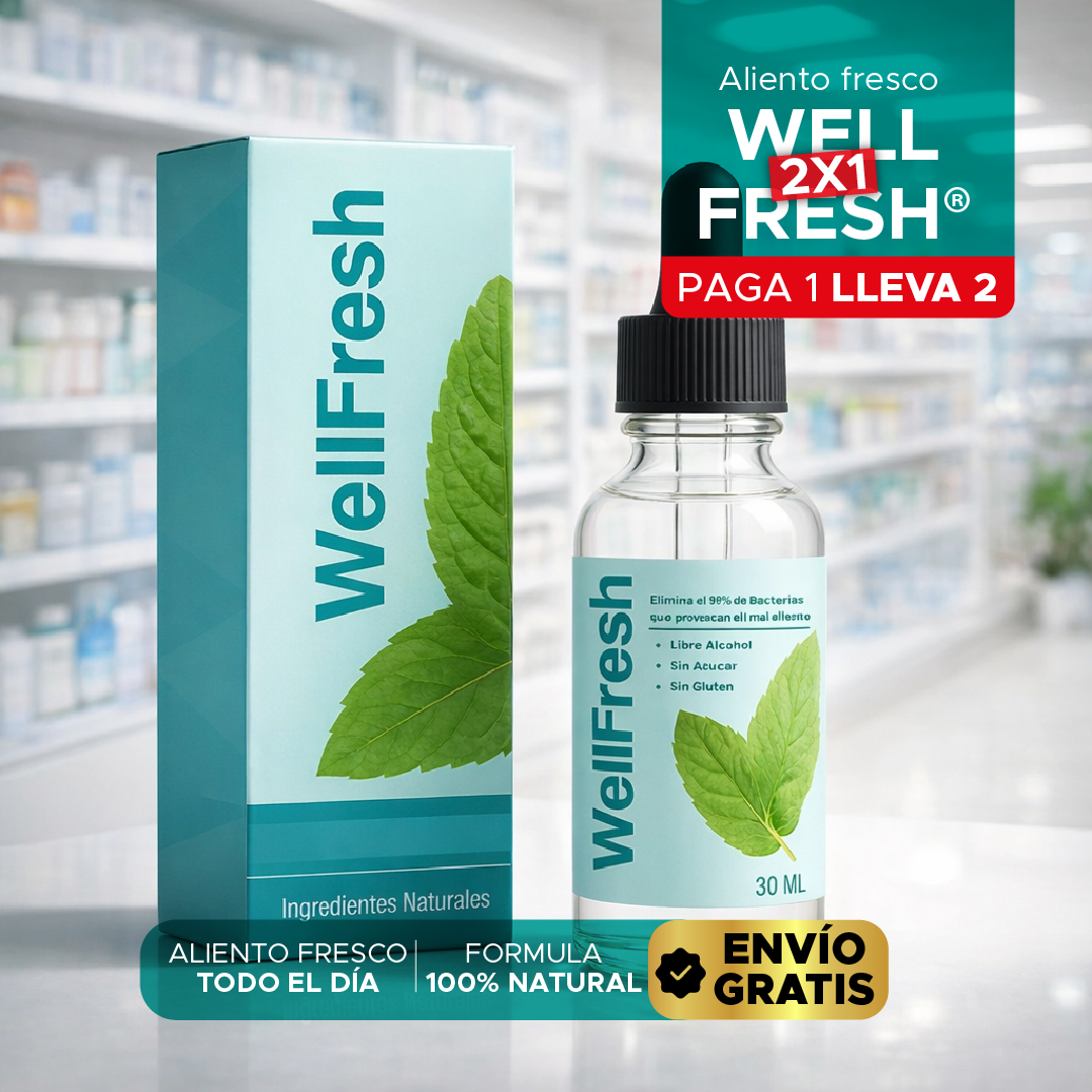 😁 Well Fresh® Spray Bucal🎁🔥Adiós mal aliento 2x1 + ENVÍO GRATIS por tiempo limitado 🚚✨
